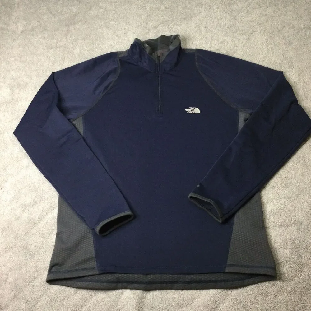 North Face Long Sleeve 1/4 Zip Pullover‎ Mens M Flight Series VaporWick Blue